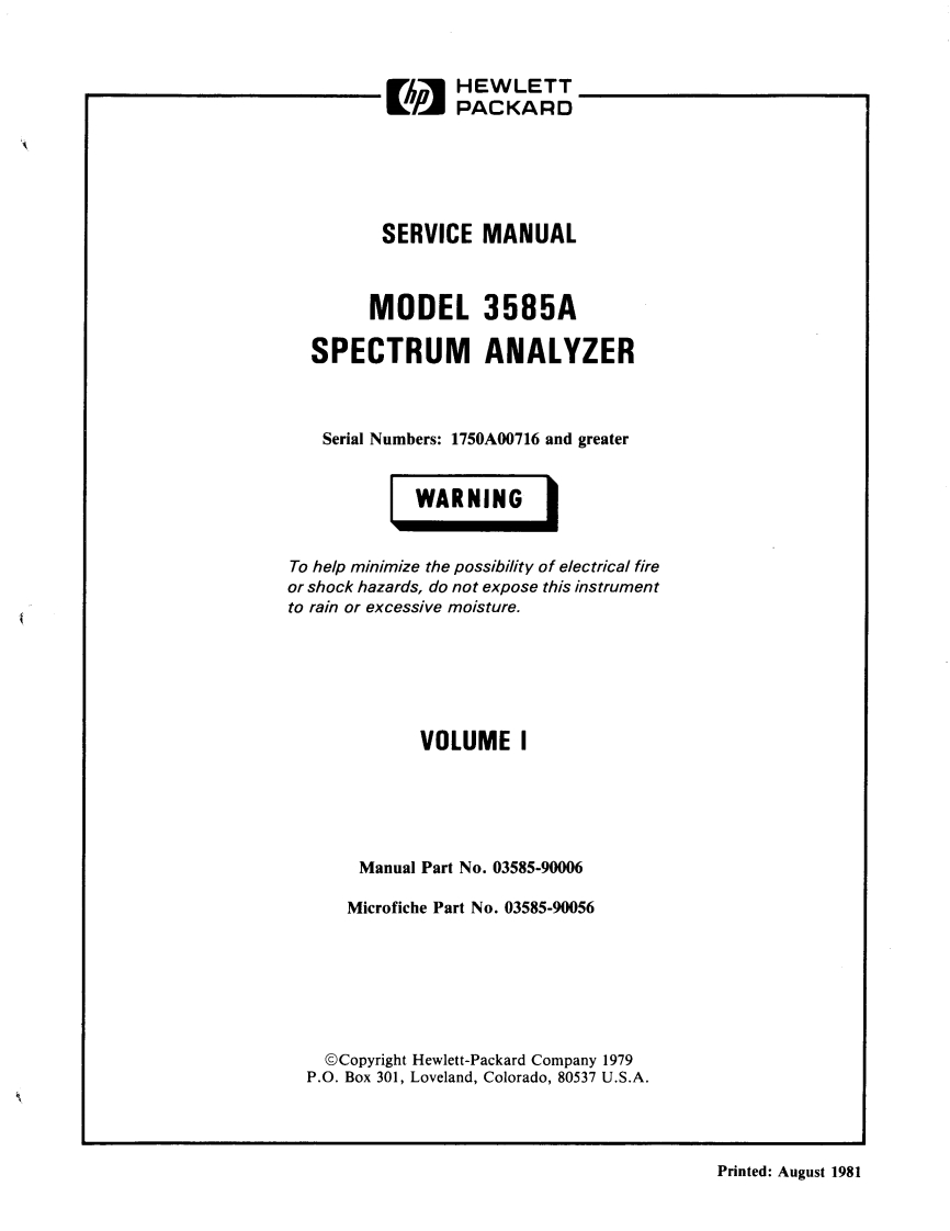 编号48：惠普HP3585AVol1Operation-Service使用与维修手册