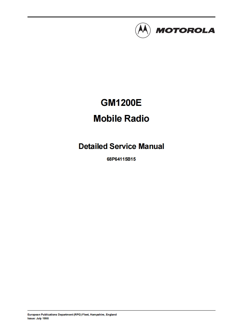 编号48：摩托罗拉MOTOROLA-GM1200E详细维修手册6864115B15