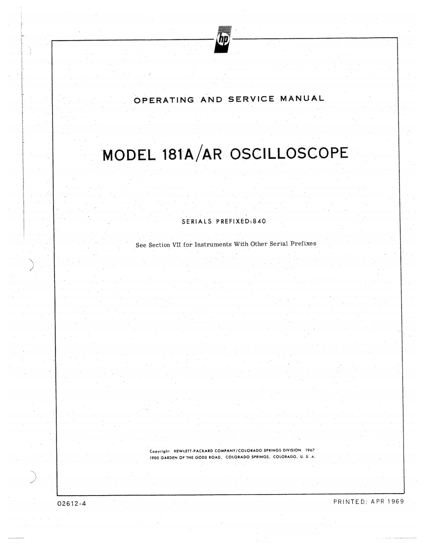 编号62：惠普HP181A-181AROperation使用与维修手册