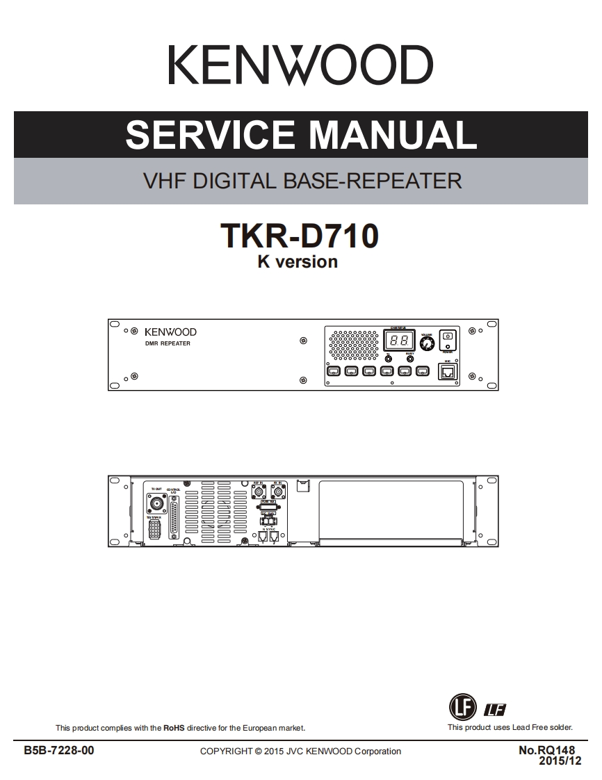 编号77：建伍KENWOOD-TKR-D710K_RQ148_B5B-7228-00维修图纸手册