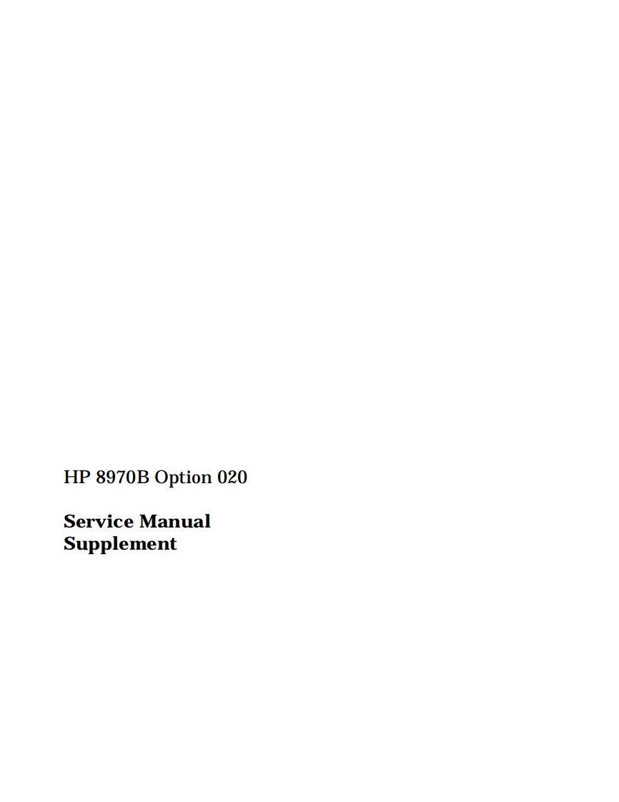 编号91：惠普HP8970BOpt.020Service使用与维修手册