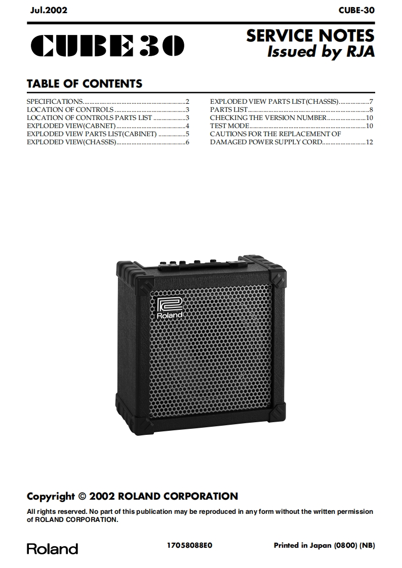 罗兰Roland---CUBE-30_serv维修手册含电器原理图ice_notes