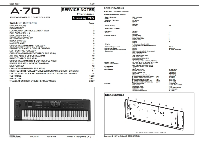 罗兰Roland-A-70-Service-Manual维修服务手册说明书含电器原理图-找手册网