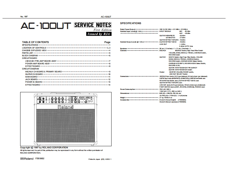 罗兰Roland-AC-100UT-Acoustic-Chorus-Service-Manual维修服务手册说明书含电器原理图-找手册网