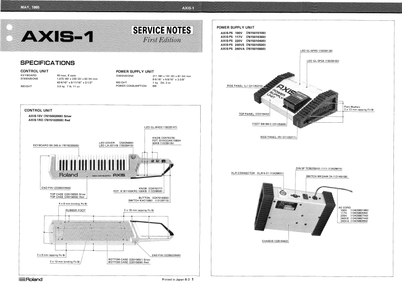 罗兰Roland-AXIS-1-Service-Manual维修服务手册说明书含电器原理图-找手册网