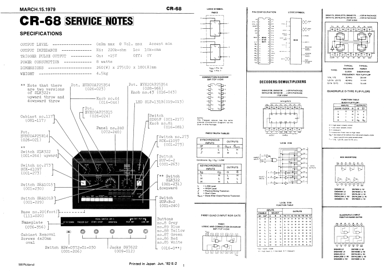 罗兰Roland-CR-68-Rhythm-Machine-Service-Manual维修服务手册说明书含电器原理图