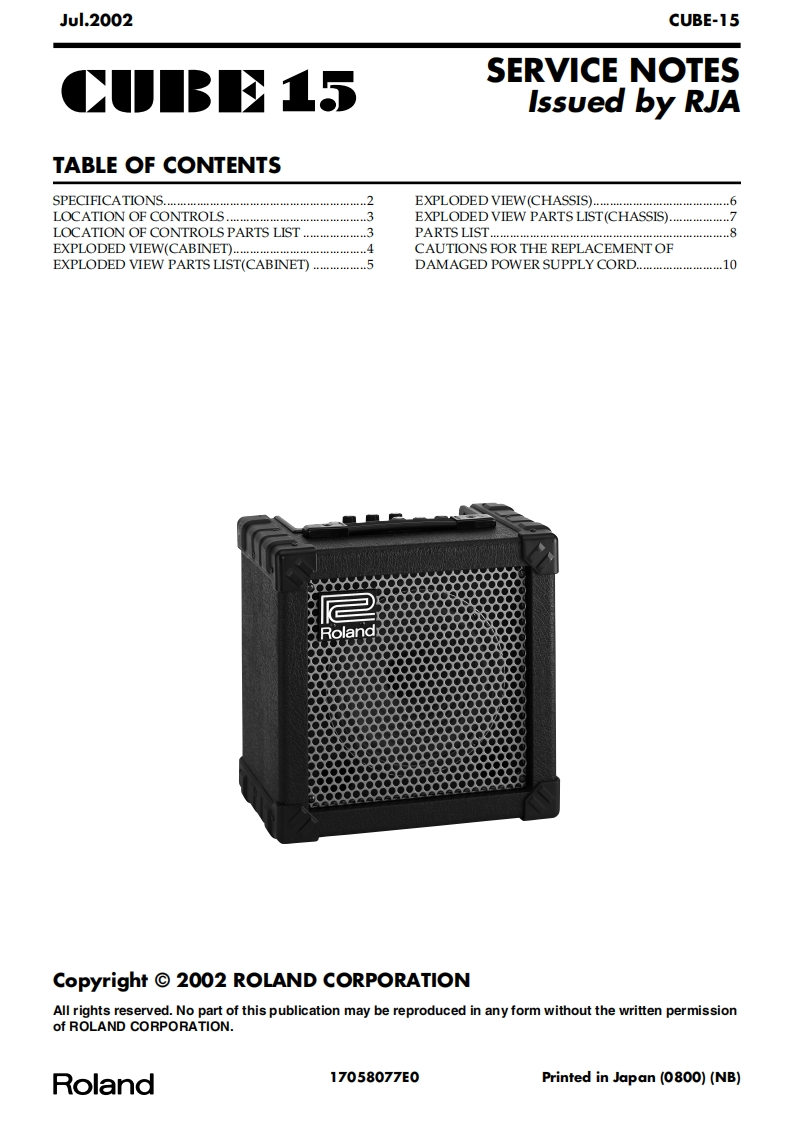 罗兰Roland-Cube-15-(2002)-Service-Notes-找手册网