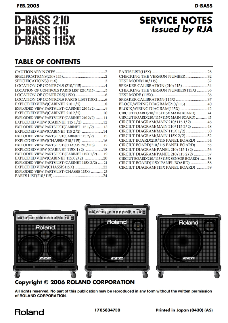 罗兰Roland-D-Bass-115--210-Service-Manual维修服务手册说明书含电器原理图-找手册网