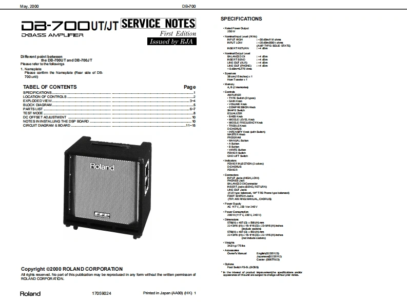 罗兰Roland-DB-700-Service-Manual维修服务手册说明书含电器原理图-找手册网