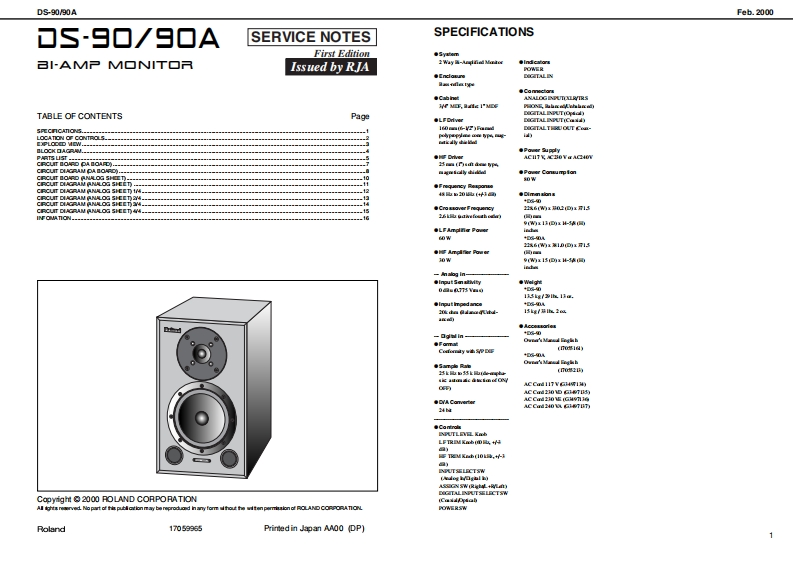 罗兰Roland-DS-90--90A-Monitor-Service-Manual维修服务手册说明书含电器原理图-找手册网