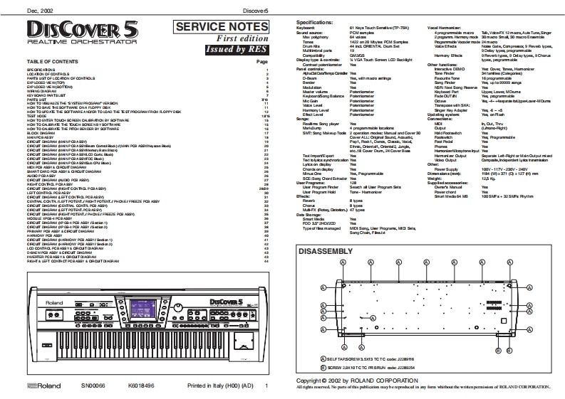 罗兰Roland-DisCover-5-Service-Manual维修服务手册说明书含电器原理图-找手册网