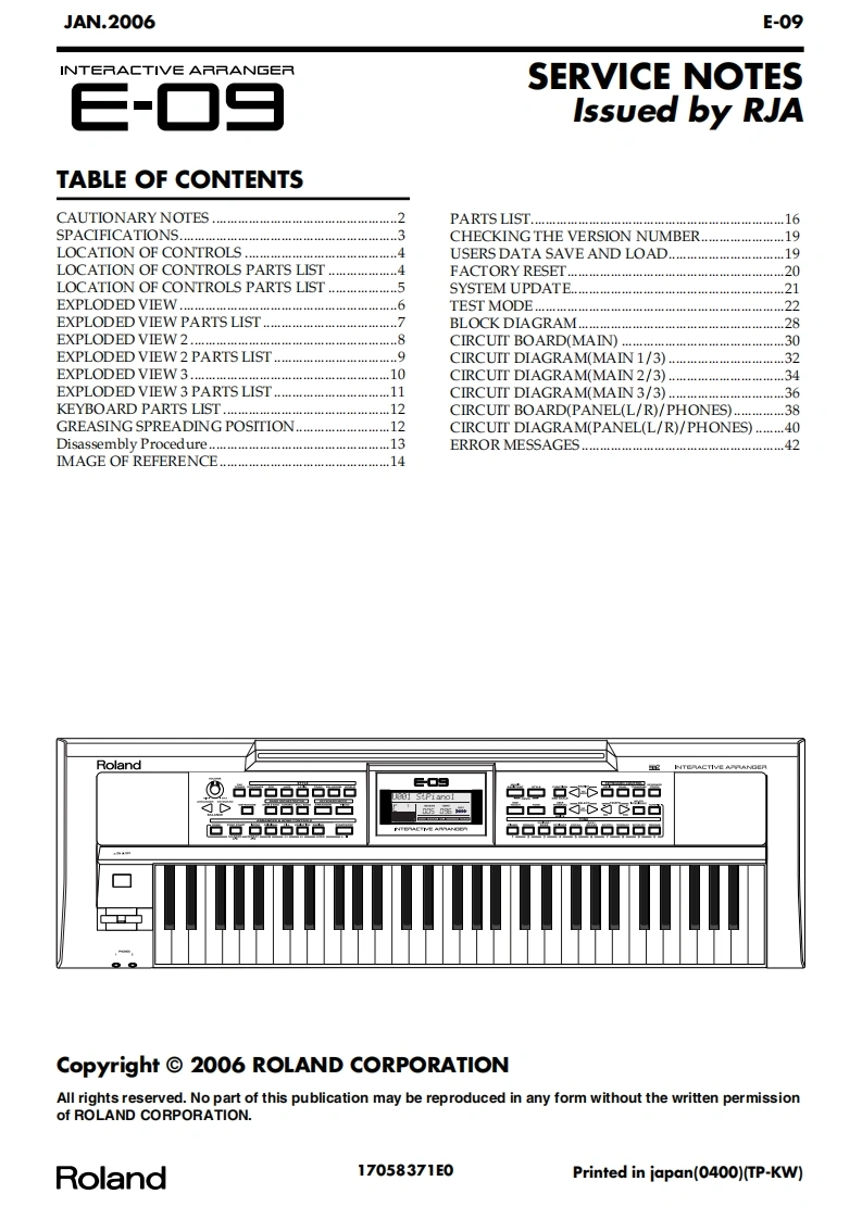 罗兰Roland-E-09-Service-Manual维修服务手册说明书含电器原理图-找手册网