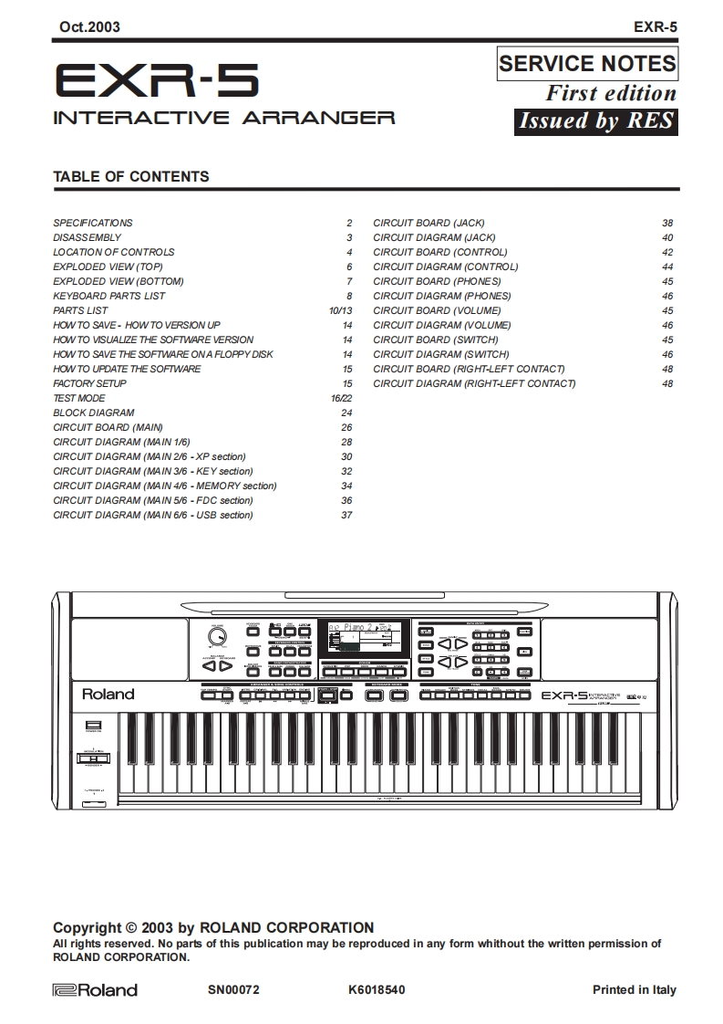 罗兰Roland-EXR-5-Service-Manual维修服务手册说明书含电器原理图