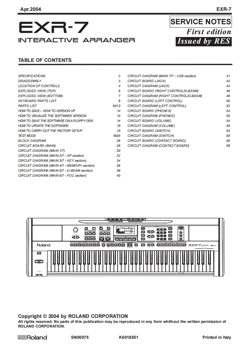 罗兰Roland-EXR-7-Service-Manual维修服务手册说明书含电器原理图-找手册网