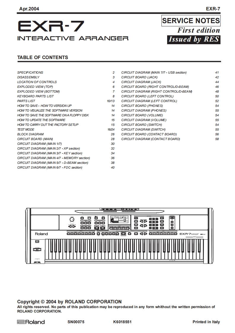 罗兰Roland-EXR-7-Service-Manual维修服务手册说明书含电器原理图