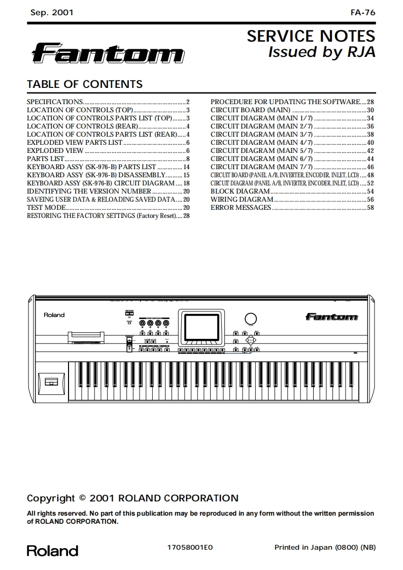 罗兰Roland-Fantom-FA-76-Service-Manual维修服务手册说明书含电器原理图-找手册网