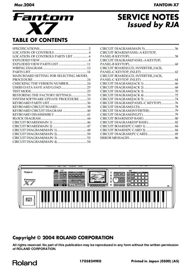 罗兰Roland-Fantom-X7-Service-Manual维修服务手册说明书含电器原理图-找手册网