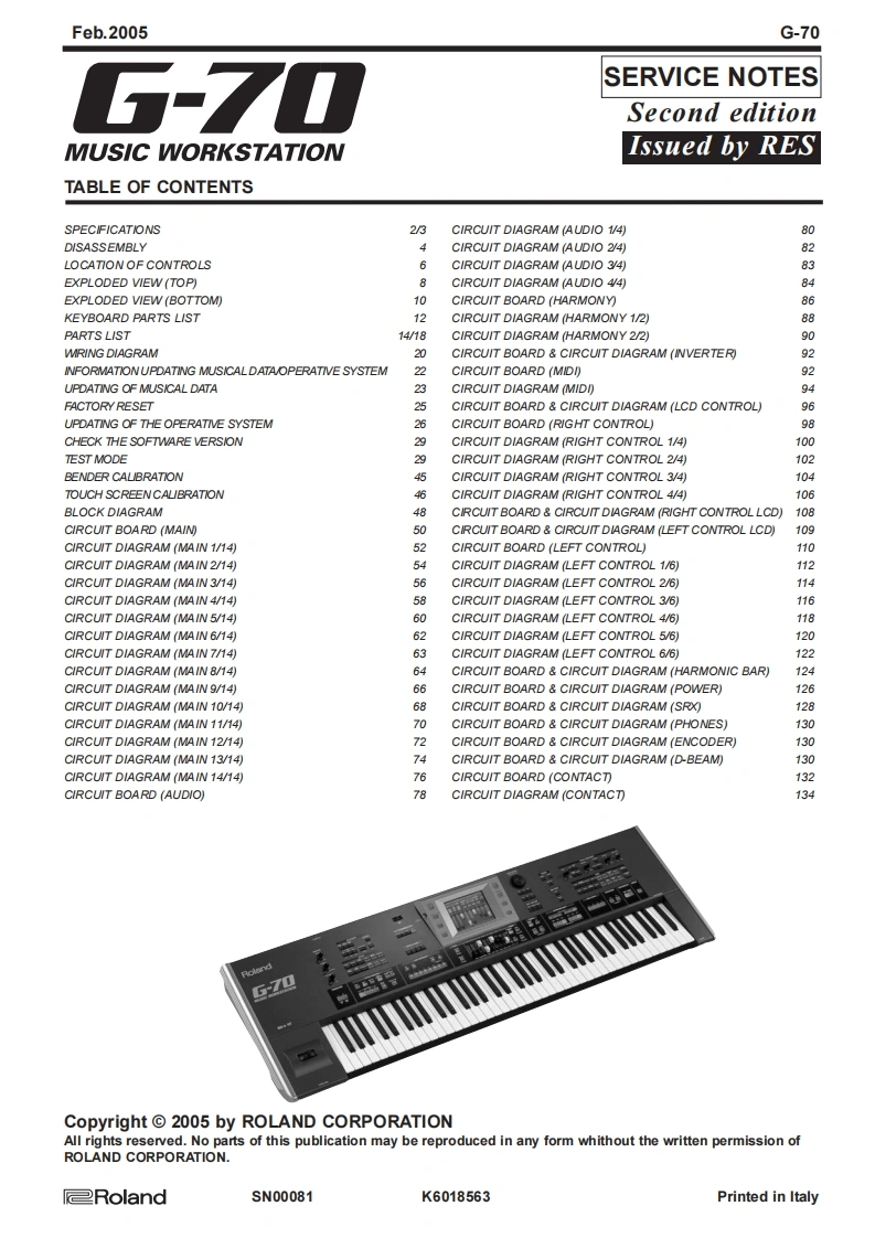 罗兰Roland-G-70-Service-Manual维修服务手册说明书含电器原理图-找手册网
