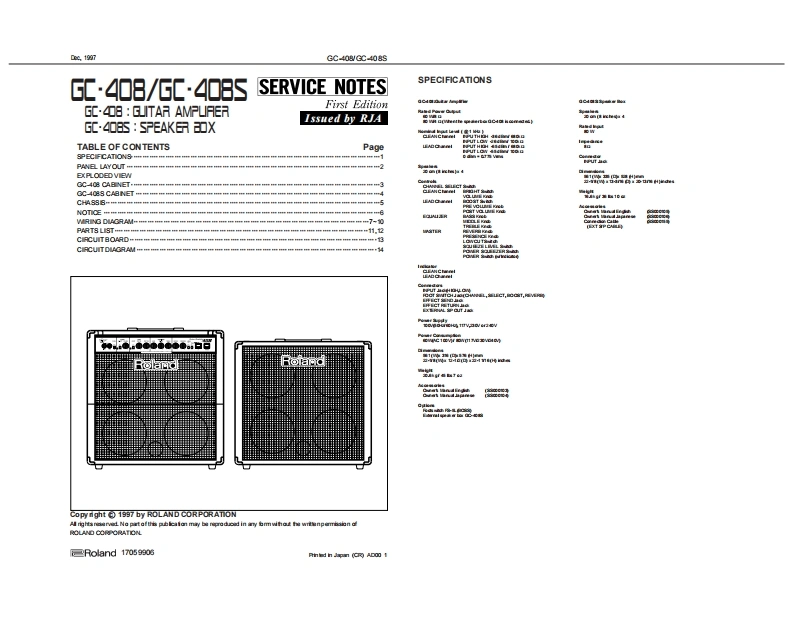 罗兰Roland-GC-408--408S-Guitar-Amp-Service-Manual维修服务手册说明书含电器原理图-找手册网