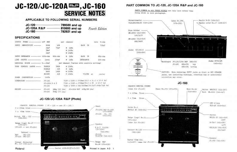 罗兰Roland-JC-120--JC-160-(79-4)-Jazz-Chorus-Service-Manual维修服务手册说明书含电器原理图-找手册网