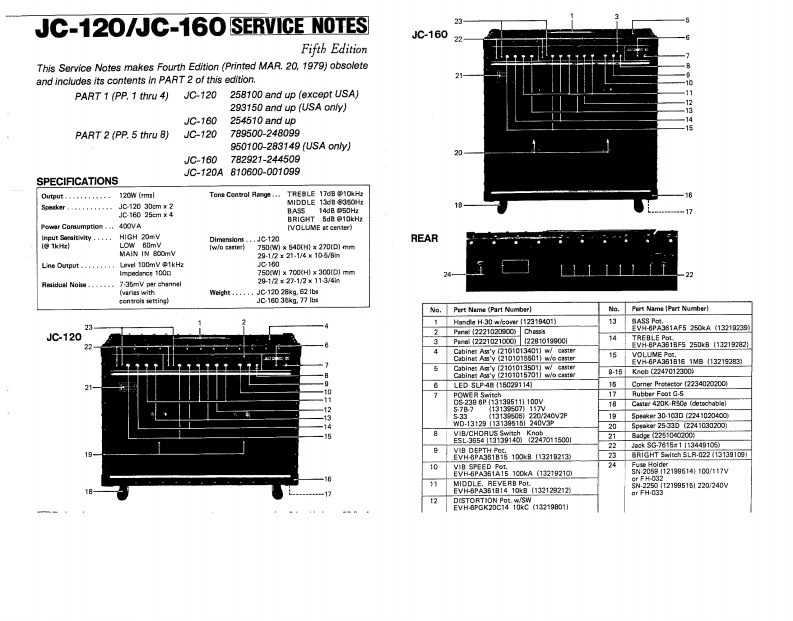 罗兰Roland-JC-120--JC-160-(79-5)-Jazz-Chorus-Service-Manual维修服务手册说明书含电器原理图-找手册网