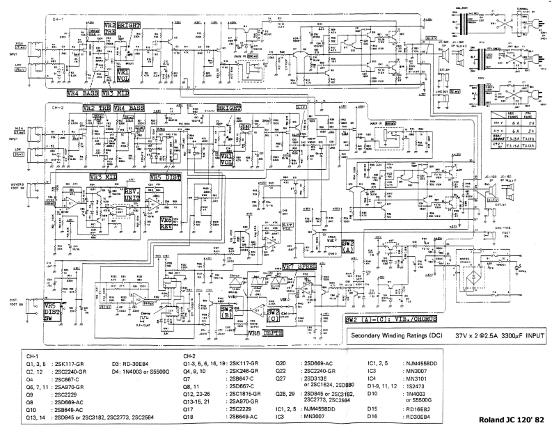 罗兰Roland-JC-120-Jazz-Chorus-(82)-Schematic电器原理图