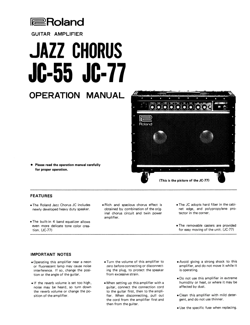 罗兰Roland-JC-55--JC-77-Jazz-Chorus-Operation-Manual操作说明书手册-找手册网
