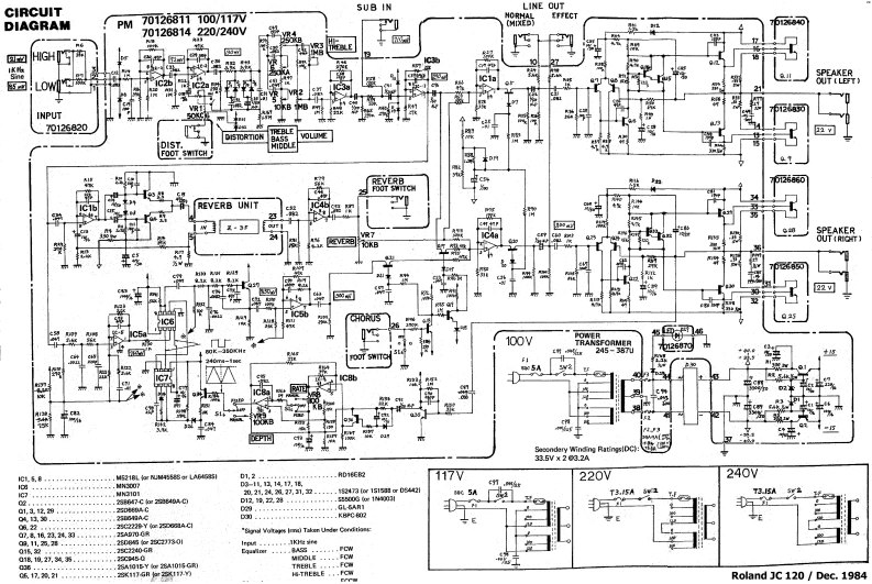 罗兰Roland-JC-77--JC-120H-Jazz-Chorus-(12-84)-Schematic电器原理图-找手册网