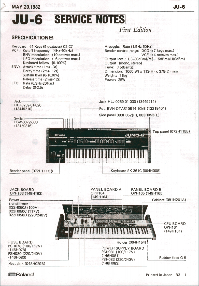 罗兰Roland-Juno-6-Schematic电器原理图
