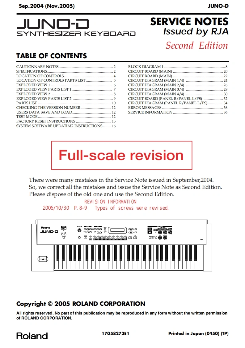 罗兰Roland-Juno-D-Service-Manual维修服务手册说明书含电器原理图-找手册网