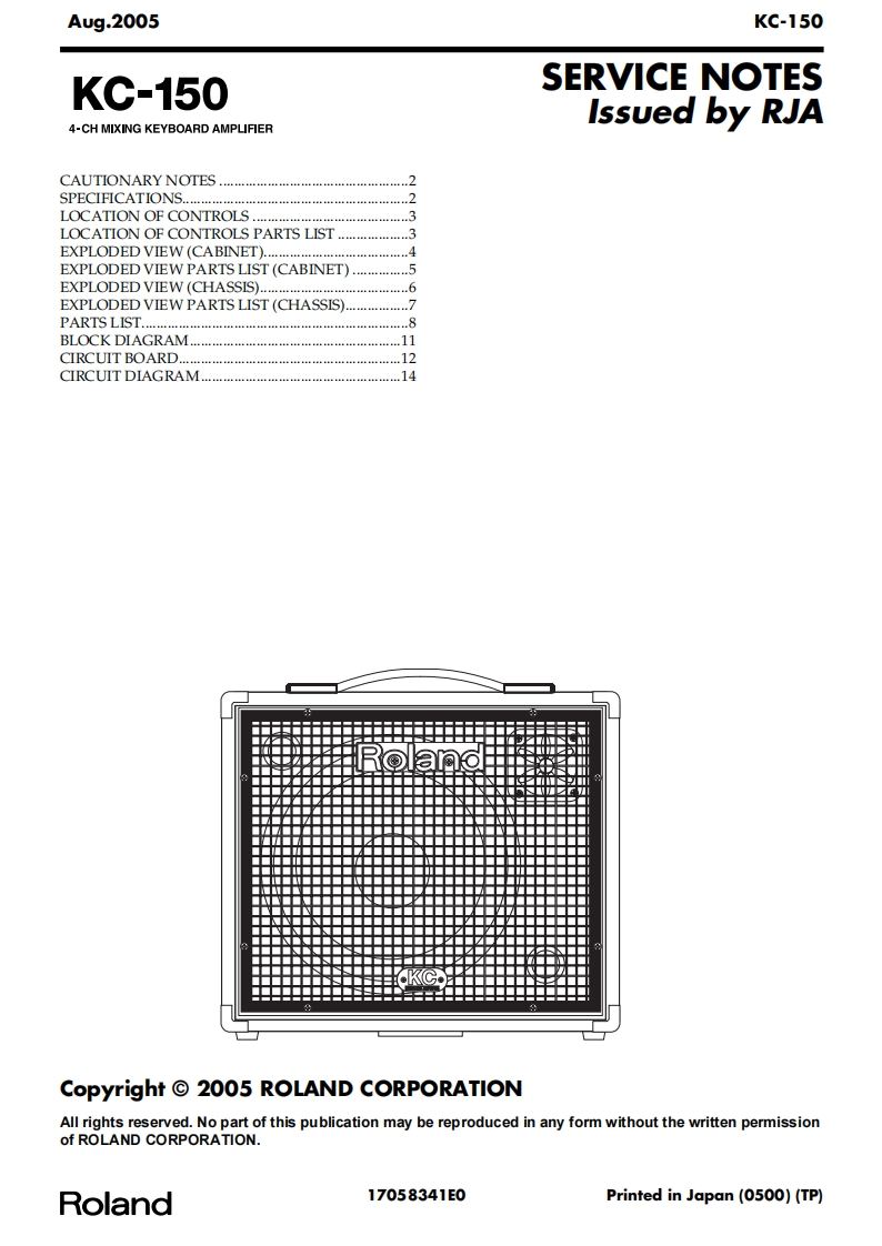 罗兰Roland-KC-150-Keyboard-Amp-Service-Manual维修服务手册说明书含电器原理图-找手册网
