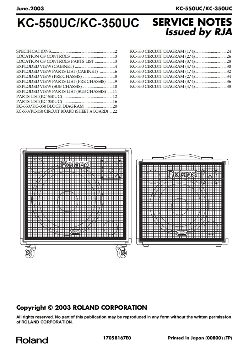 罗兰Roland-KC-350UC--550UC-(2003)-Keyboard-Amp-Service-Manual维修服务手册说明书含电器原理图-找手册网