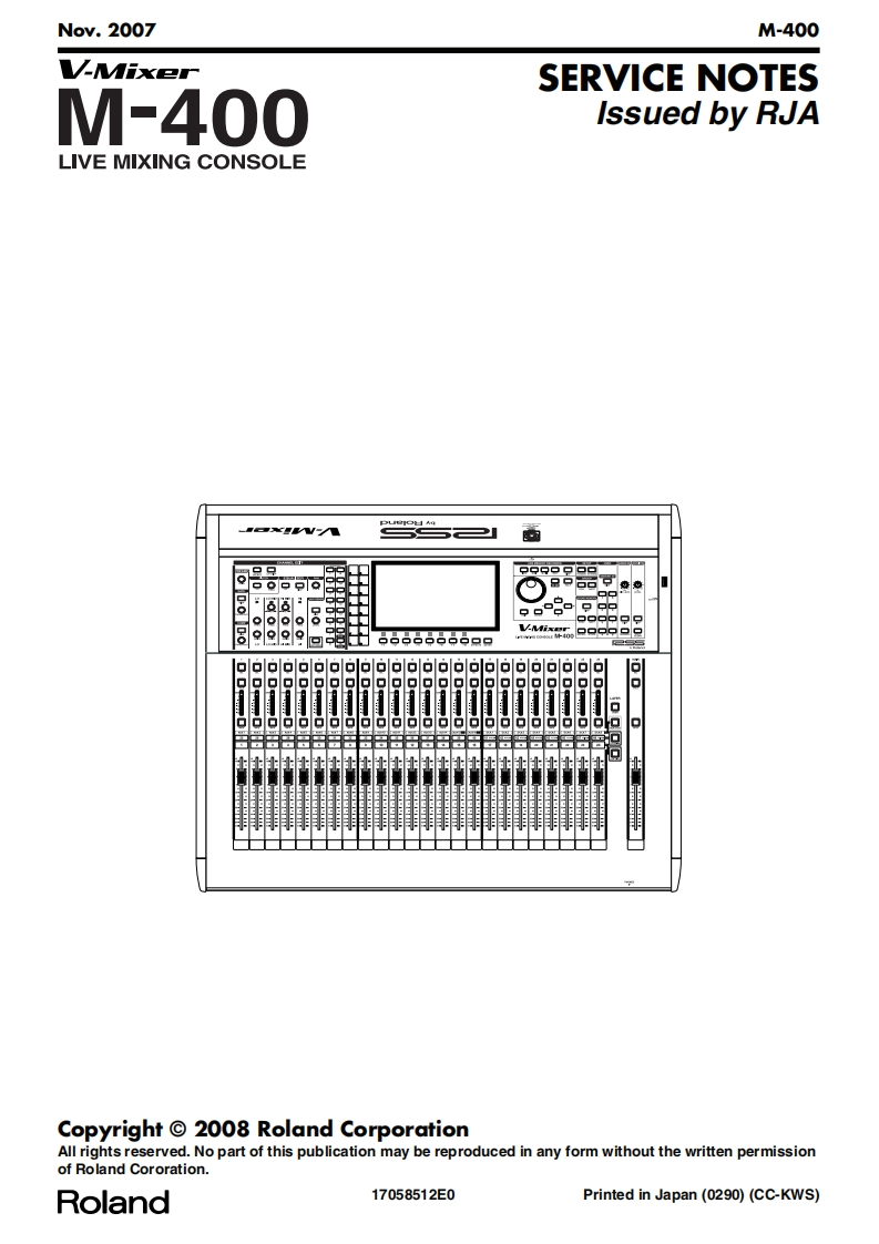 罗兰Roland-M-400-Live-Mixer-Service-Manual维修服务手册说明书含电器原理图