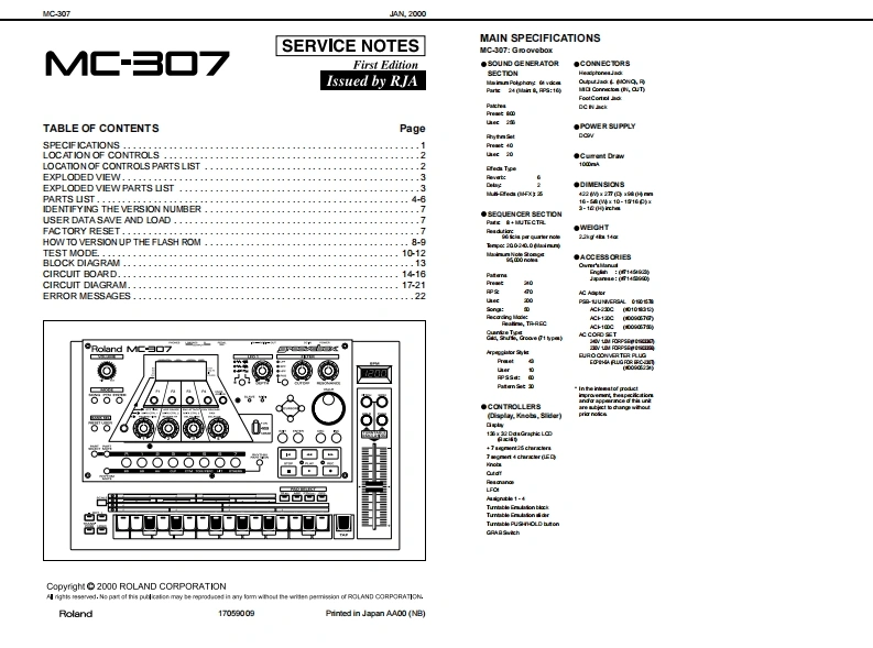 罗兰Roland-MC-307-Groovebox-Service-Manual维修服务手册说明书含电器原理图-找手册网