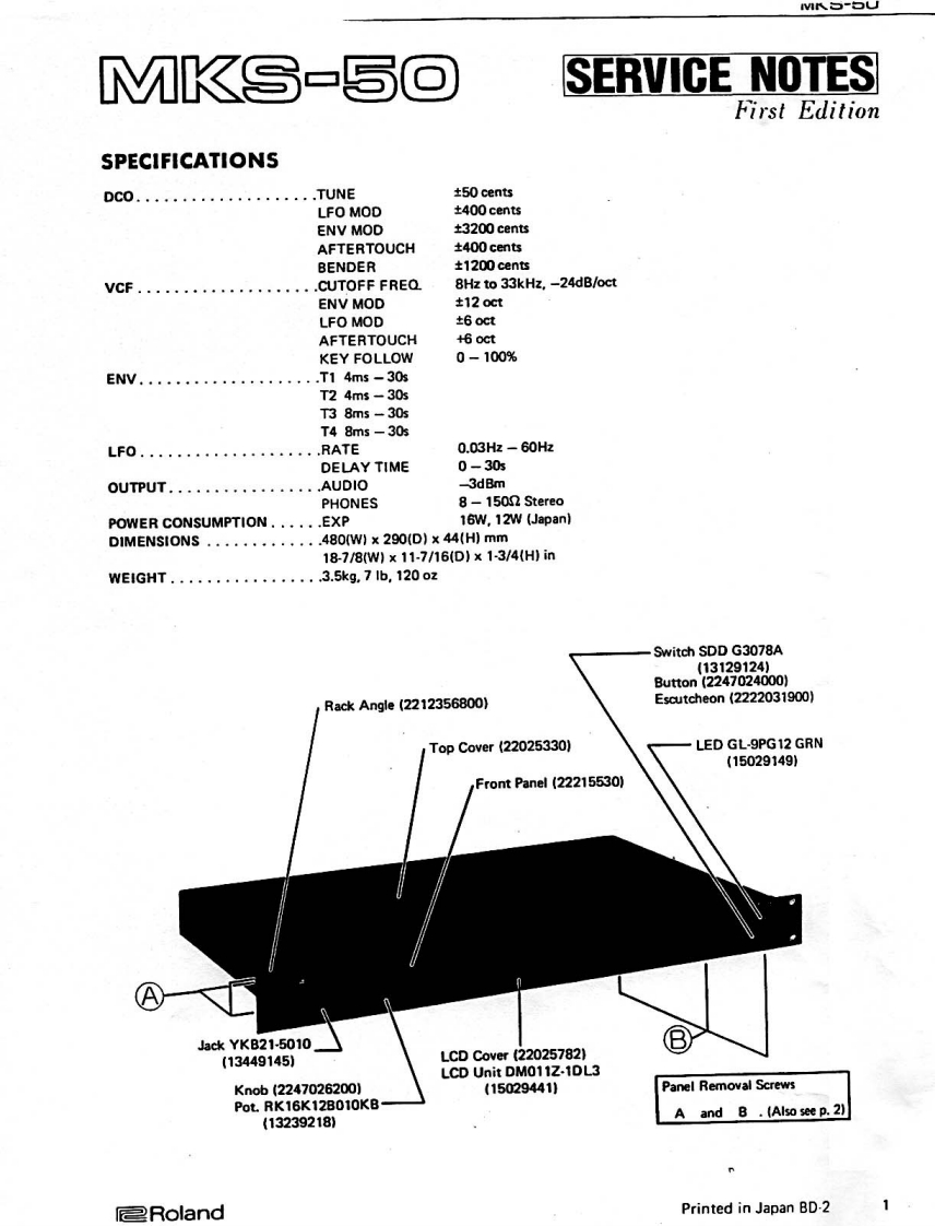 罗兰Roland-MKS-50-Service-Manual维修服务手册说明书含电器原理图