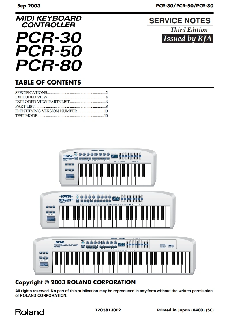 罗兰Roland-PCR-30--50--80-Service-Manual维修服务手册说明书含电器原理图-找手册网