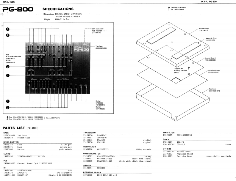罗兰Roland-PG-800-Service-Manual维修服务手册说明书含电器原理图