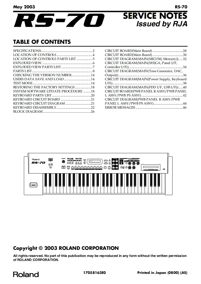 罗兰Roland-RS-70-Service-Manual维修服务手册说明书含电器原理图-找手册网