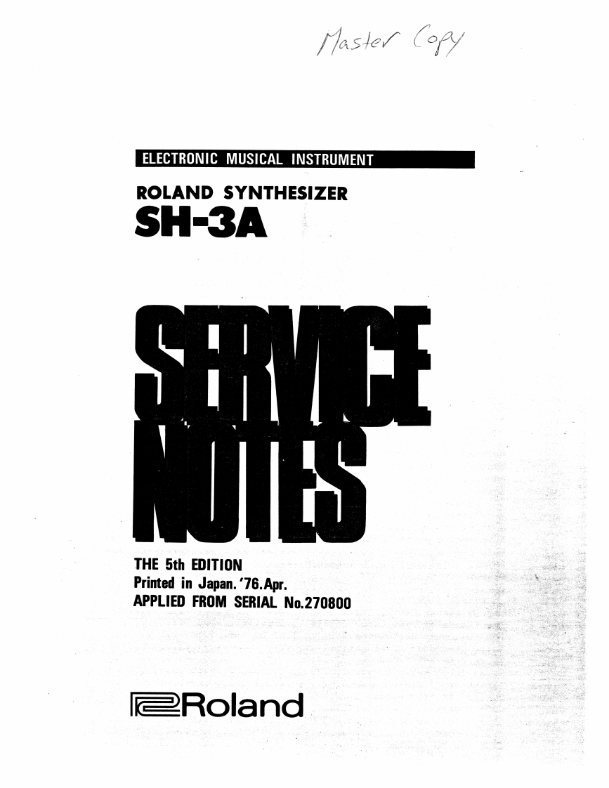 罗兰Roland-SH-3A-Service-Manual维修服务手册说明书含电器原理图