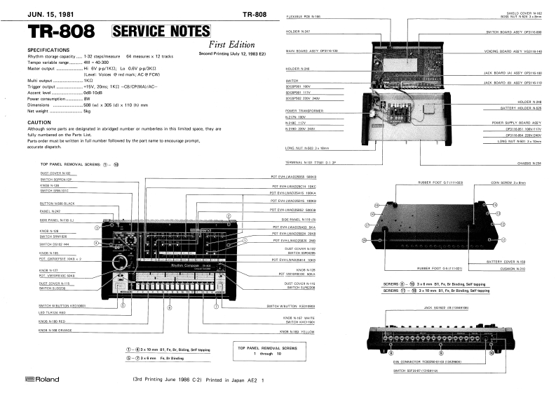 罗兰Roland-TR-808-Service-Manual维修服务手册说明书含电器原理图
