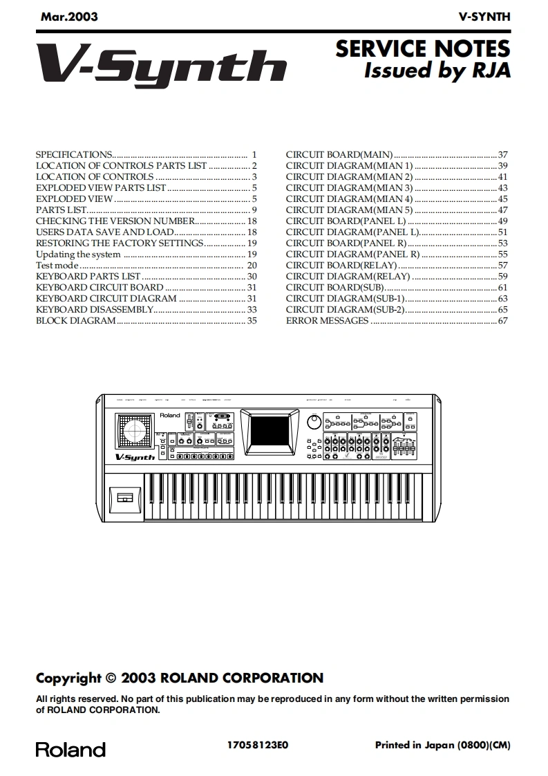 罗兰Roland-V-Synth-Service-Manual维修服务手册说明书含电器原理图-找手册网