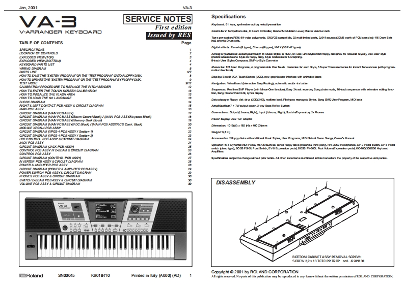 罗兰Roland-VA-3-Service-Manual维修服务手册说明书含电器原理图-找手册网