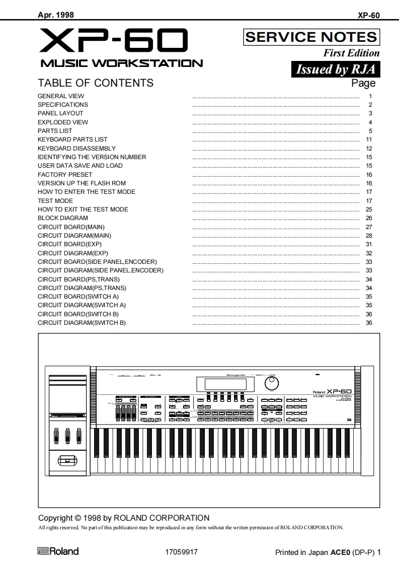 罗兰Roland-XP-60-Service-Manual维修服务手册说明书含电器原理图-找手册网