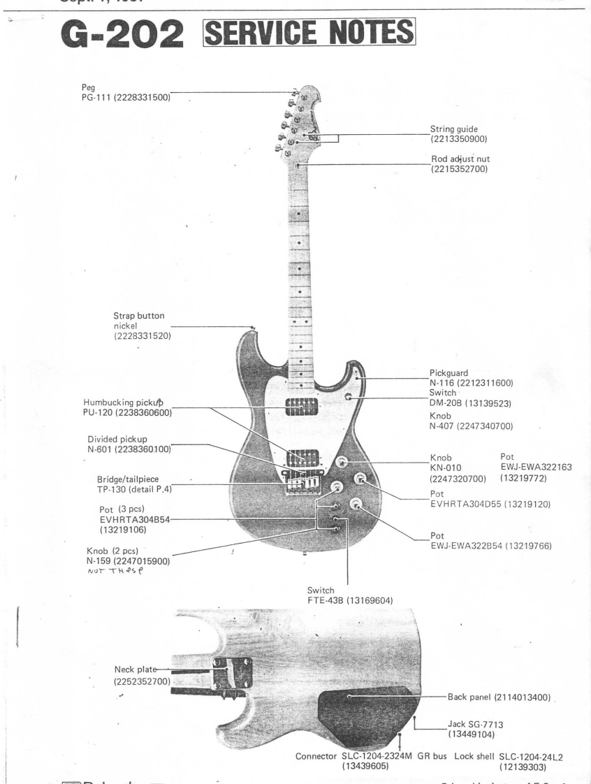 罗兰Roland_G-202_Guitar_Service_Manual维修服务手册含电器原理图-找手册网