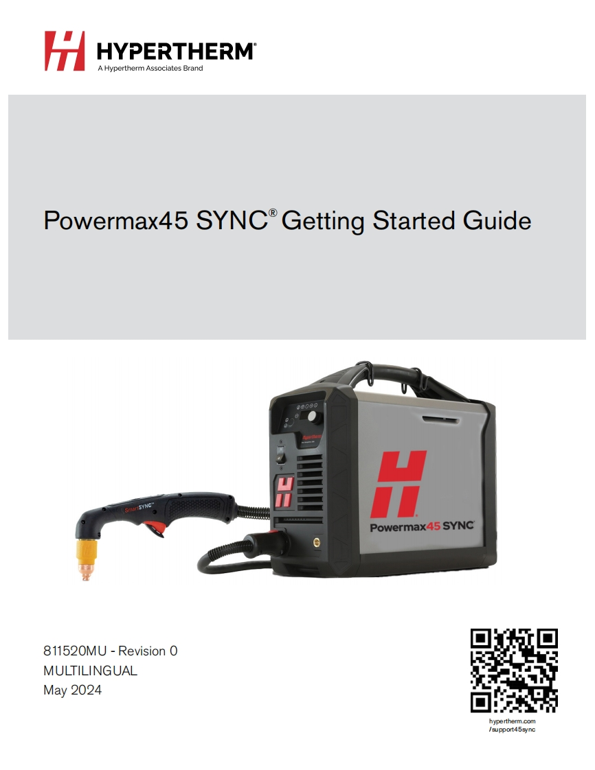 美国海宝切割机Hypertherm-Powermax45SYNCGettingStar操作说明书手册