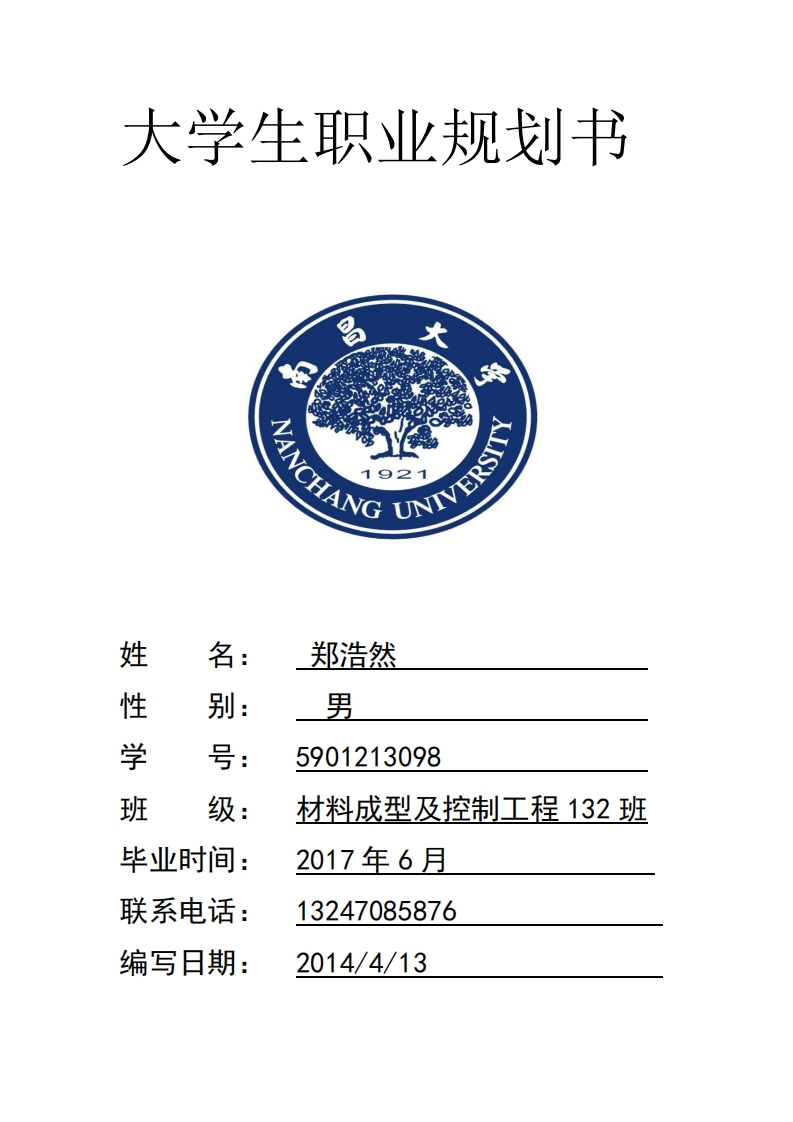 职业生涯规划书12