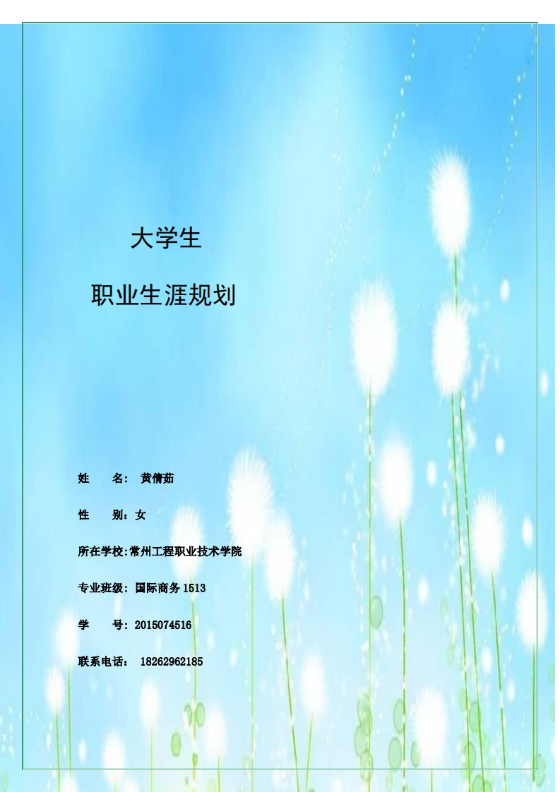 职业生涯规划书模版(1)