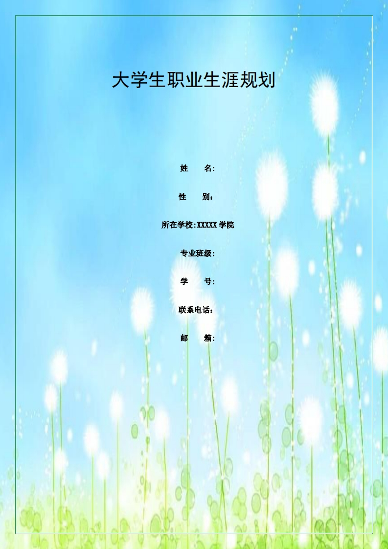 职业生涯规划书模版Word文档