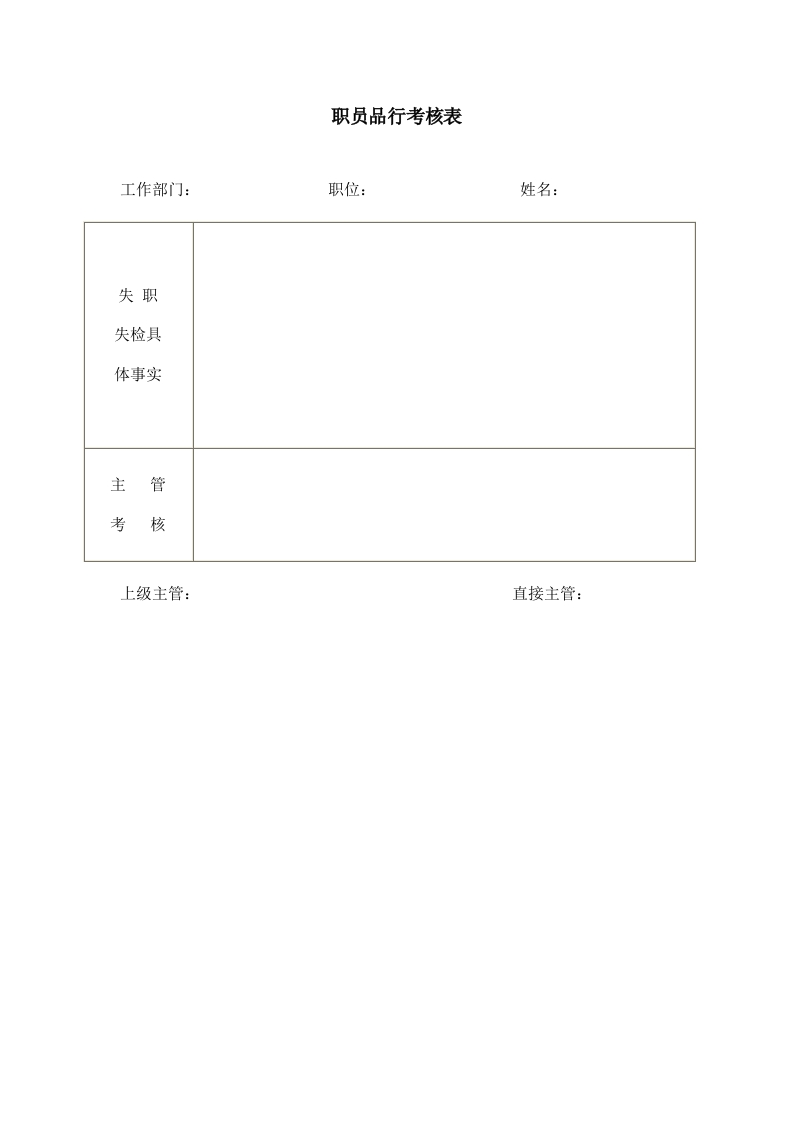 职员品行考核表