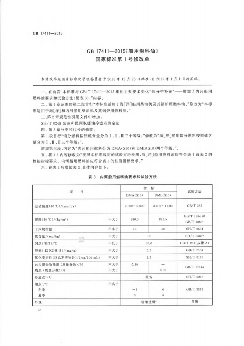 船用燃料油（GB17411-2015）现行国家强制性标准规范